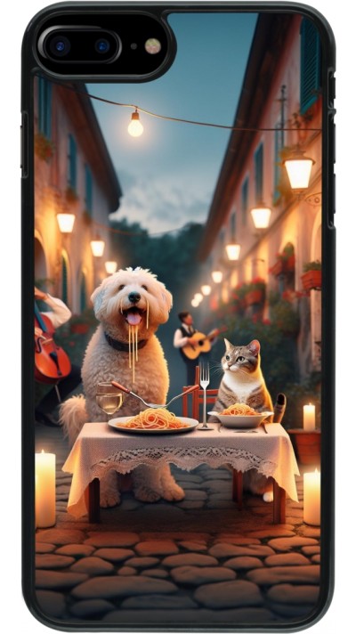 Coque iPhone 7 Plus / 8 Plus - Valentine 2024 Dog & Cat Candlelight