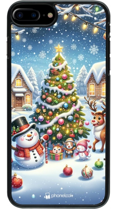 Coque iPhone 7 Plus / 8 Plus - Noël 2023 bonhomme de neige et sapin