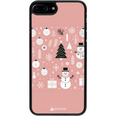 Coque iPhone 7 Plus / 8 Plus - Noël 2024 Rose Snowman Christmas