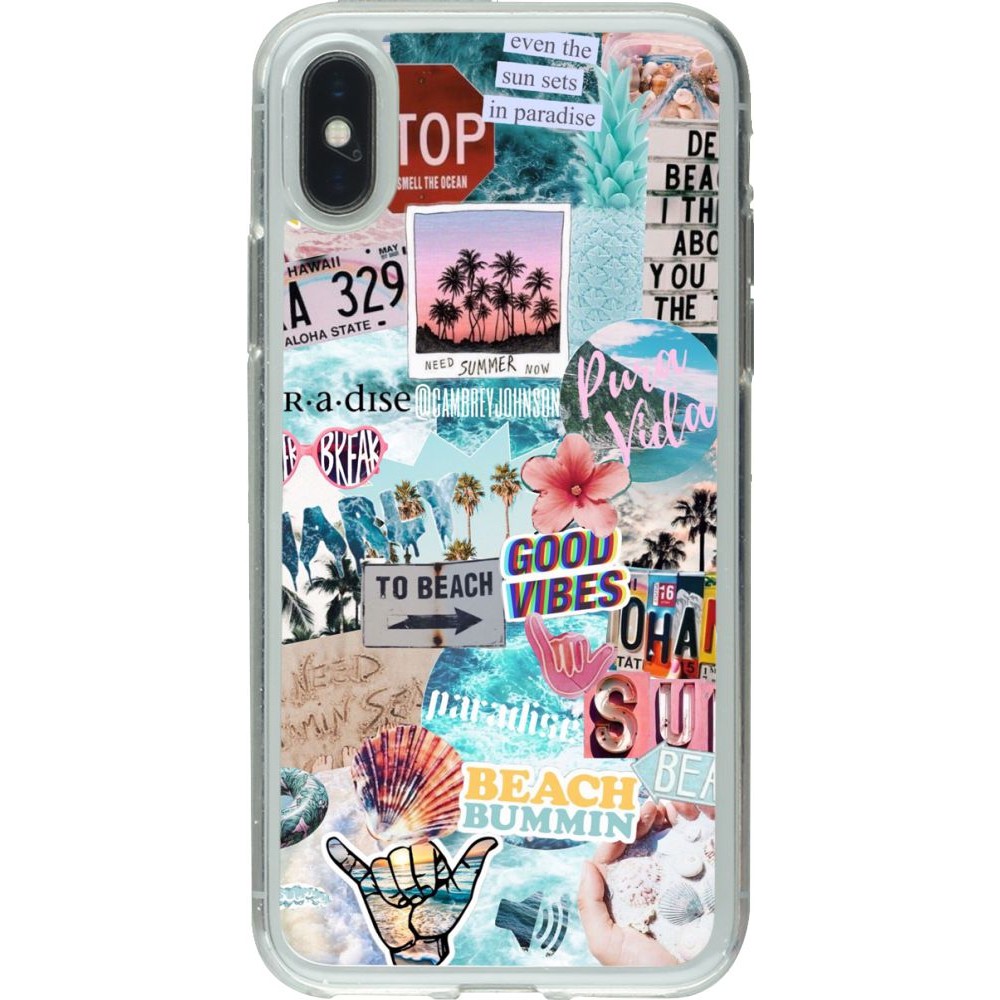 Coque iPhone X / Xs - Gel transparent Summer 20 collage