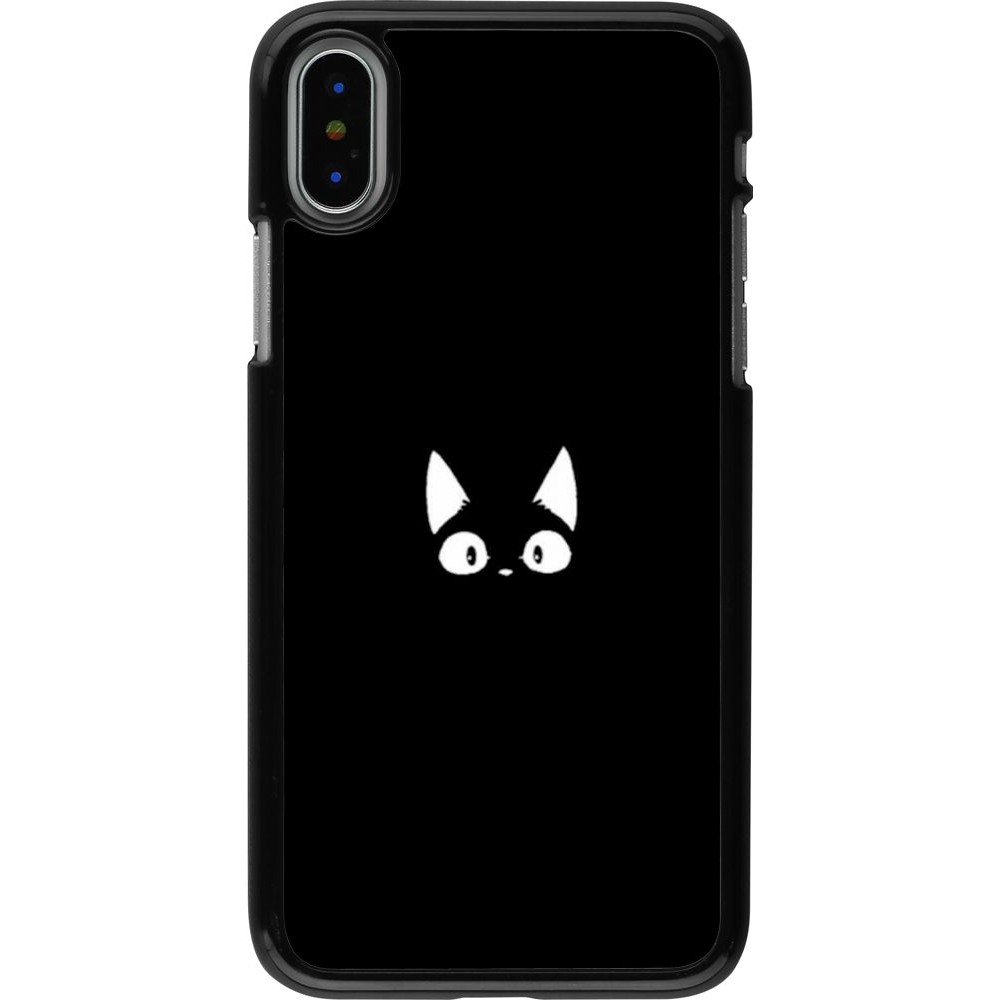 Coque iPhone X / Xs - Funny cat on black