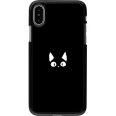 Coque iPhone X / Xs - Funny cat on black