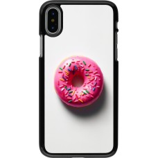 Coque iPhone X / Xs - Weißer Hintergrund, pinker Donut