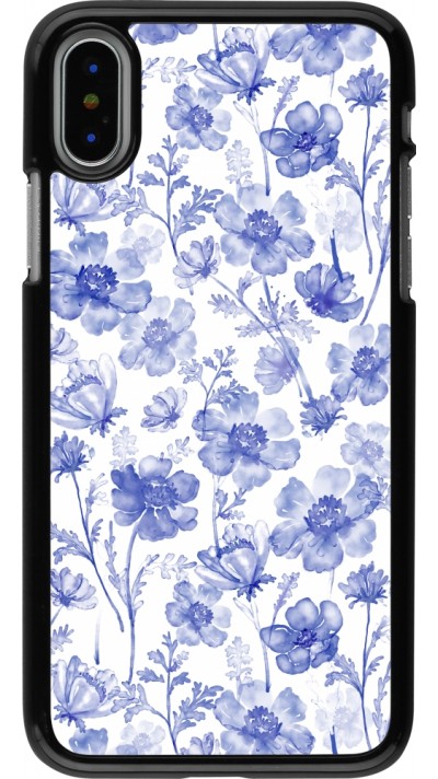 Coque iPhone X / Xs - Spring 23 watercolor blue flowers