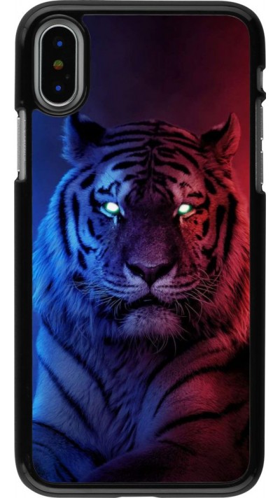 Coque iPhone X / Xs - Tiger Blue Red