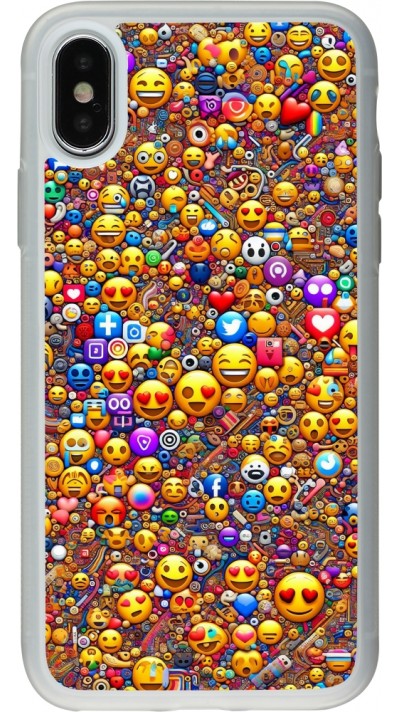 iPhone X / Xs Case Hülle - Silikon transparent Emoji gemischt