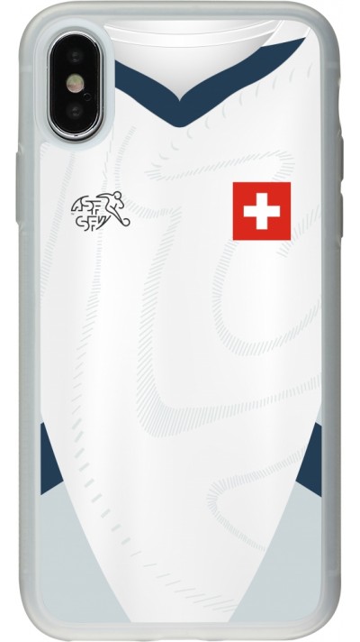 iPhone X / Xs Case Hülle - Silikon transparent Schweiz Away personalisierbares Fussballtrikot