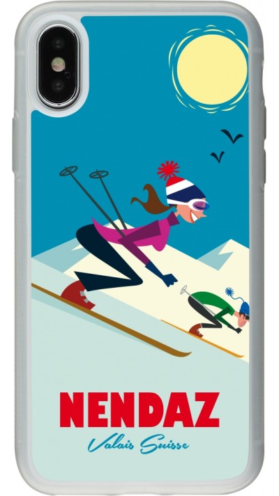 iPhone X / Xs Case Hülle - Silikon transparent Nendaz Ski Downhill