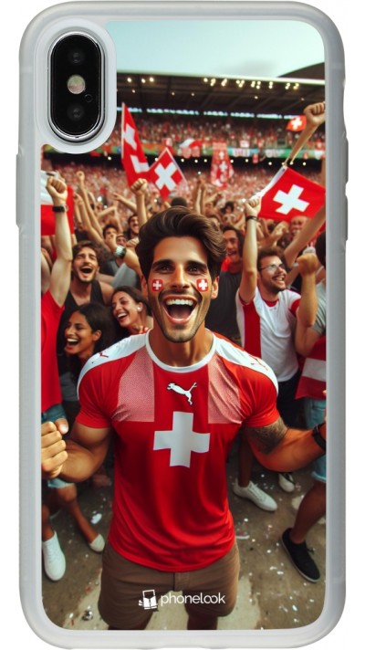 iPhone X / Xs Case Hülle - Silikon transparent Schweizer Fan Euro 2024