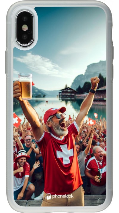 iPhone X / Xs Case Hülle - Silikon transparent Schweizer Sieg Fanzone Euro 2024