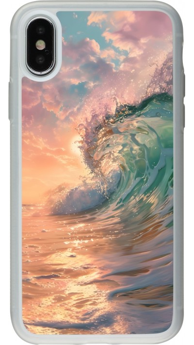 iPhone X / Xs Case Hülle - Silikon transparent Wave Sunset