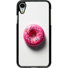 Coque iPhone XR - Weißer Hintergrund, pinker Donut