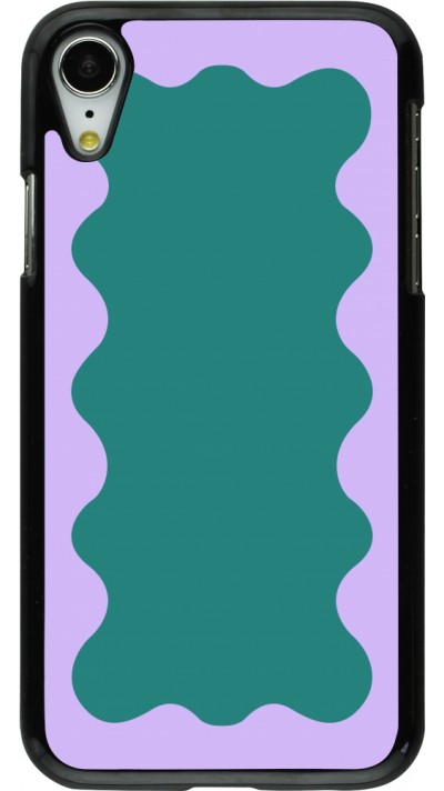 Coque iPhone XR - Wavy Rectangle Green Purple