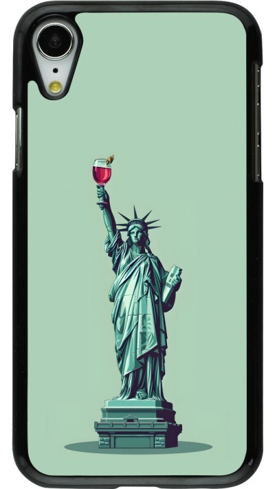 Coque iPhone XR - Wine Statue de la liberté avec un verre de vin