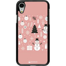 Coque iPhone XR - Noël 2024 Rose Snowman Christmas