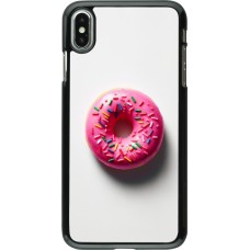 Coque iPhone Xs Max - Weißer Hintergrund, pinker Donut