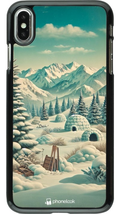 Coque iPhone Xs Max - Vintage Snowy Mountain Igloo