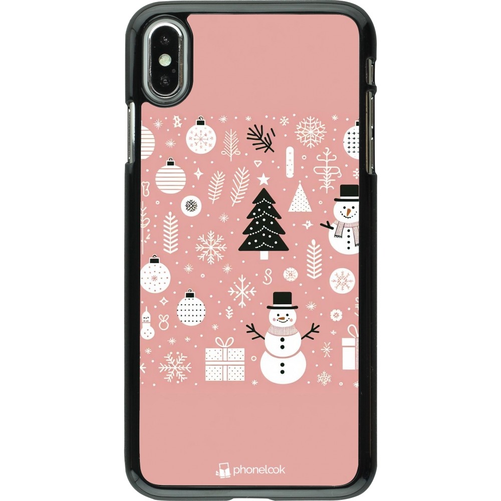 Coque iPhone Xs Max - Noël 2024 Rose Snowman Christmas