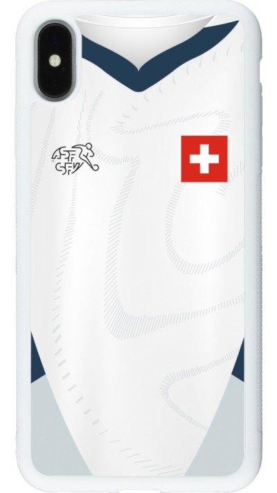 iPhone Xs Max Case Hülle - Silikon weiss Schweiz Away personalisierbares Fussballtrikot