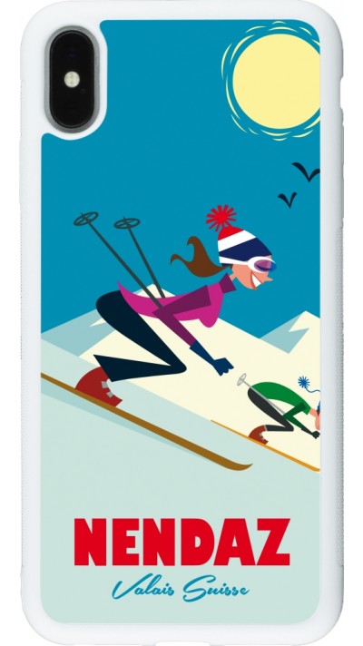 iPhone Xs Max Case Hülle - Silikon weiss Nendaz Ski Downhill