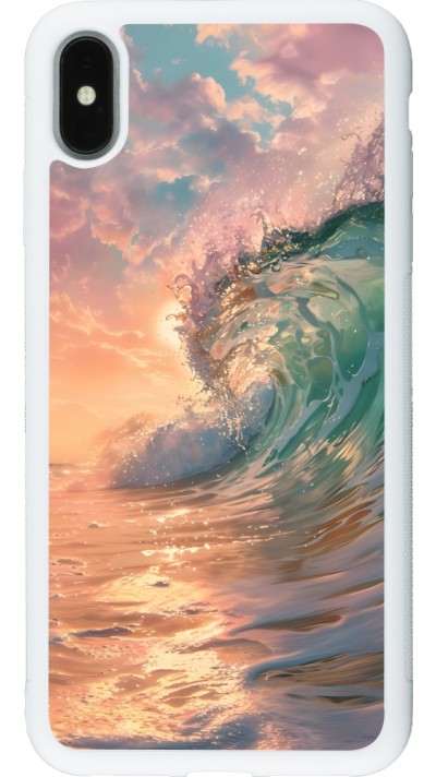 iPhone Xs Max Case Hülle - Silikon weiss Wave Sunset