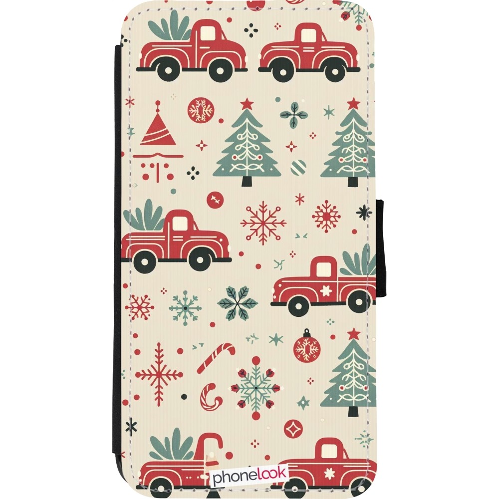 Coque iPhone Xs Max - Wallet noir Noël 2024 Camion Sapin