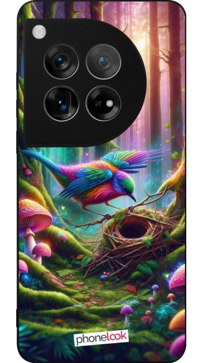 OnePlus 12 Case Hülle - Silikon schwarz Vogel Nest Wald