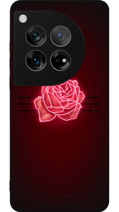 Coque OnePlus 12 - Silicone rigide noir Spring 23 neon rose