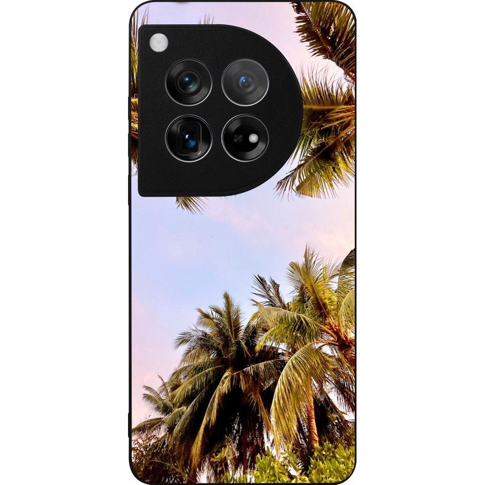 OnePlus 12 Case Hülle - Silikon schwarz Summer 2023 palm tree vibe