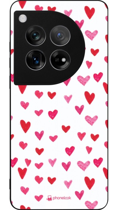 OnePlus 12 Case Hülle - Silikon schwarz Valentine 2022 Many pink hearts