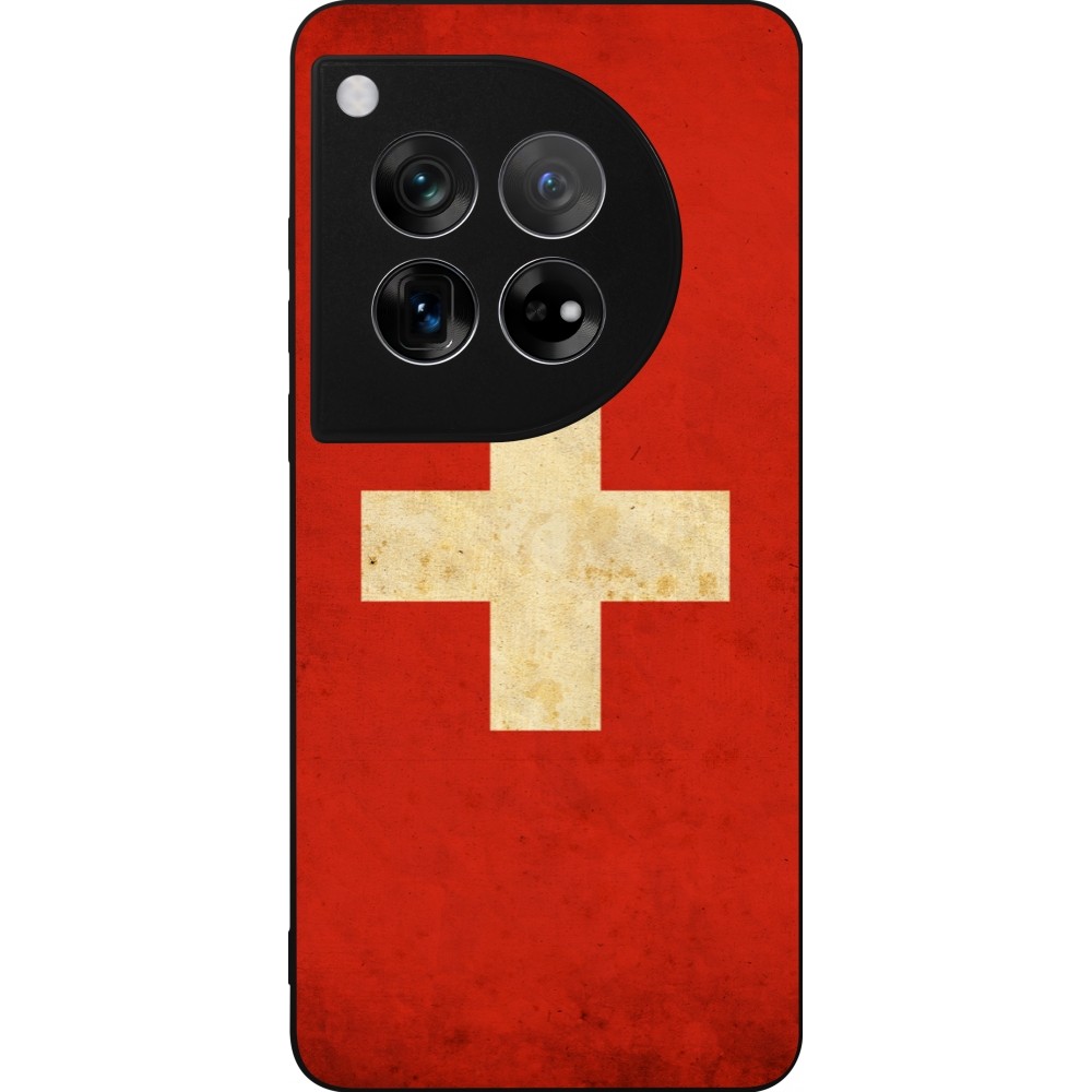 OnePlus 12 Case Hülle - Silikon schwarz Vintage Flag SWISS