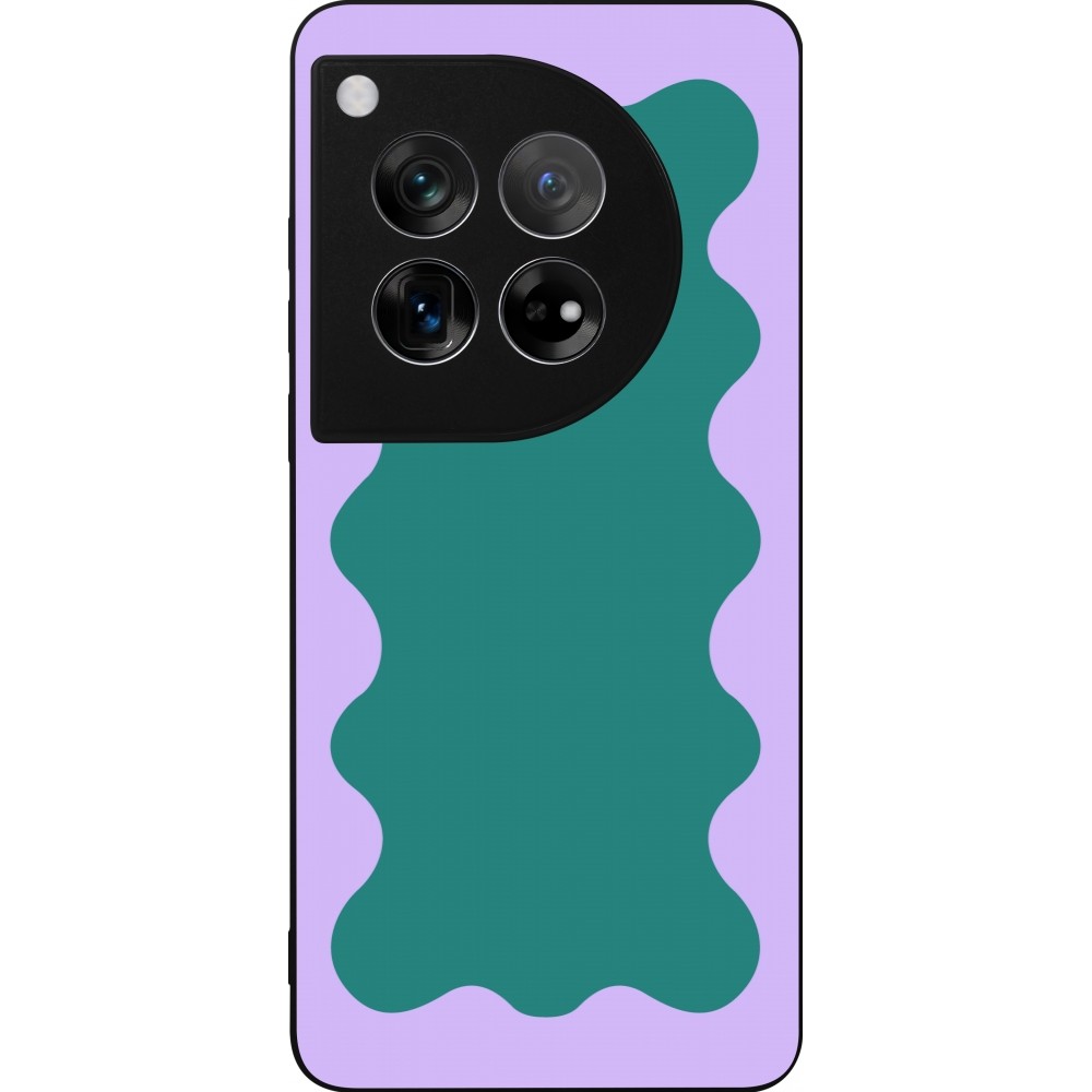 OnePlus 12 Case Hülle - Silikon schwarz Wavy Rectangle Green Purple