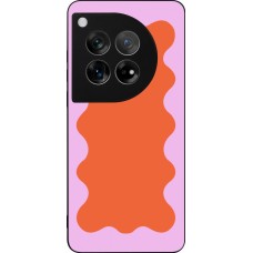 OnePlus 12 Case Hülle - Silikon schwarz Wavy Rectangle Orange Pink