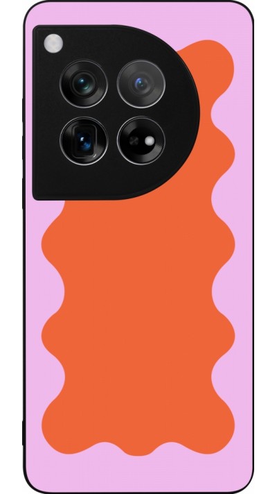 OnePlus 12 Case Hülle - Silikon schwarz Wavy Rectangle Orange Pink