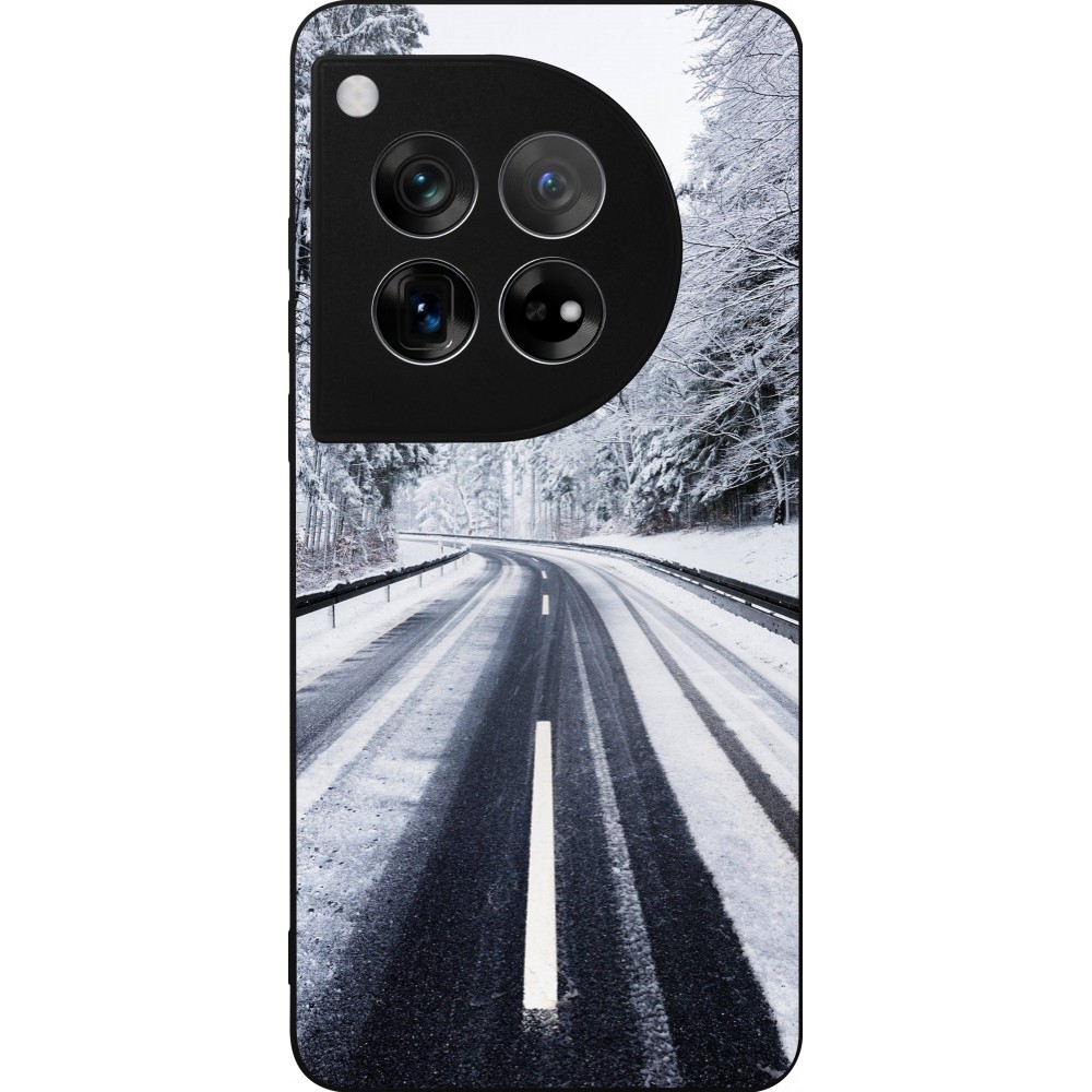 OnePlus 12 Case Hülle - Silikon schwarz Winter 22 Snowy Road