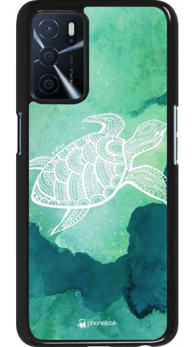 Coque Oppo A16s - Turtle Aztec Watercolor