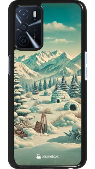 Coque OPPO A16s - Vintage Snowy Mountain Igloo