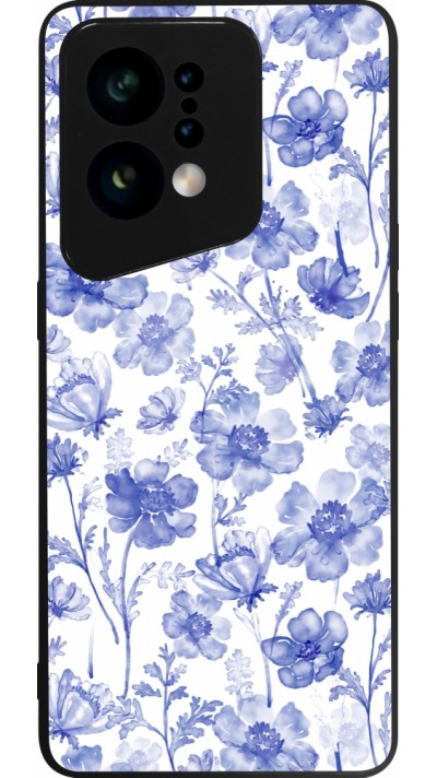 OPPO Find X5 Case Hülle - Silikon schwarz Spring 23 watercolor blue flowers