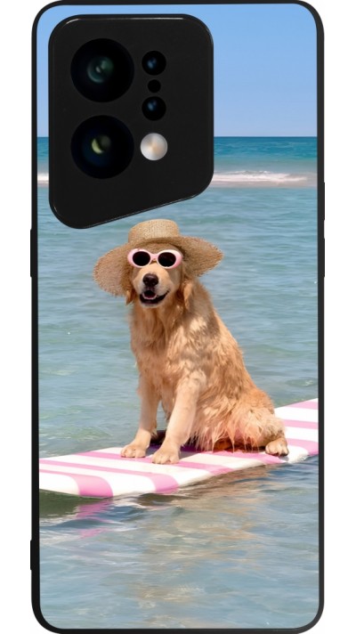 OPPO Find X5 Case Hülle - Silikon schwarz Summer Dog on Paddle