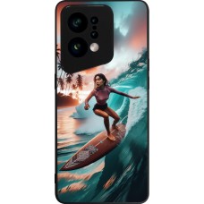 OPPO Find X5 Case Hülle - Silikon schwarz Surferin aus Bali