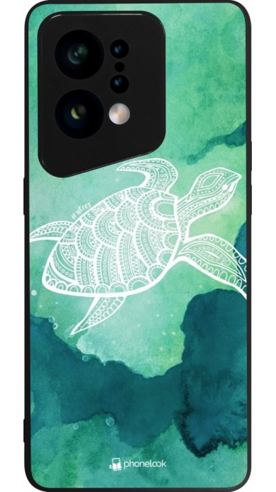 OPPO Find X5 Case Hülle - Silikon schwarz Turtle Aztec Watercolor