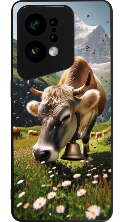 Coque OPPO Find X5 - Silicone rigide noir Vache montagne Valais