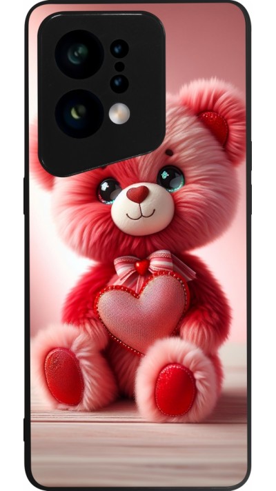 OPPO Find X5 Case Hülle - Silikon schwarz Valentin 2024 Rosaroter Teddybär