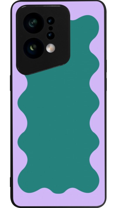 OPPO Find X5 Case Hülle - Silikon schwarz Wavy Rectangle Green Purple