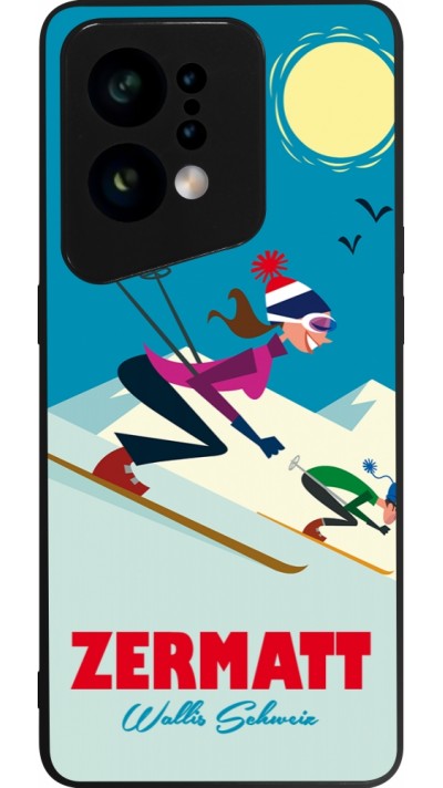 OPPO Find X5 Case Hülle - Silikon schwarz Zermatt Ski Downhill