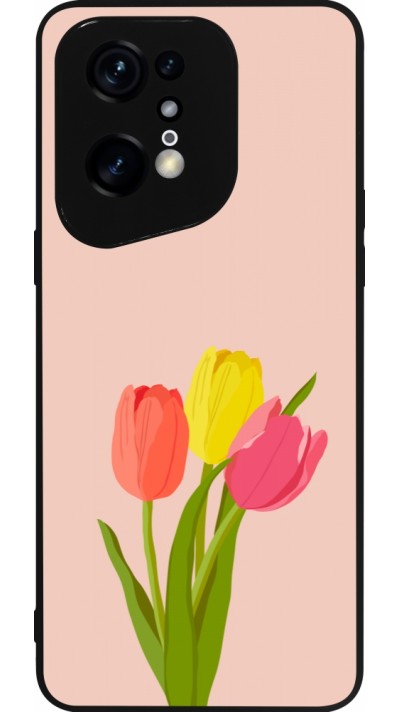 Coque OPPO Find X5 Pro - Silicone rigide noir Spring 23 tulip trio