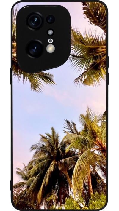 Coque OPPO Find X5 Pro - Silicone rigide noir Summer 2023 palm tree vibe