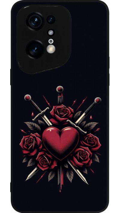 Coque OPPO Find X5 Pro - Silicone rigide noir Valentine 2024 gothic love