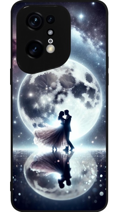 Coque OPPO Find X5 Pro - Silicone rigide noir Valentine 2024 Love under the moon