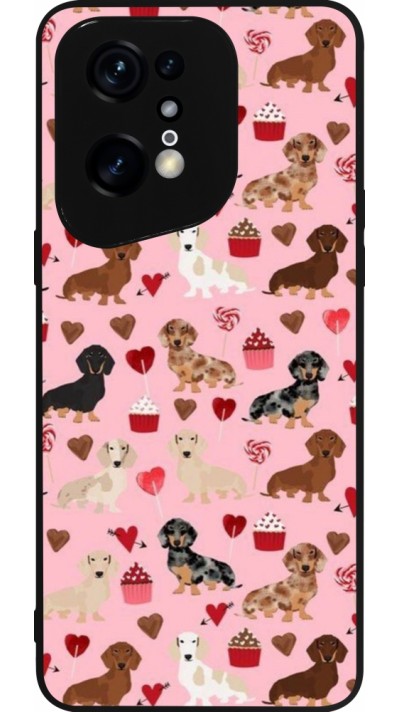 Coque OPPO Find X5 Pro - Silicone rigide noir Valentine 2024 puppy love